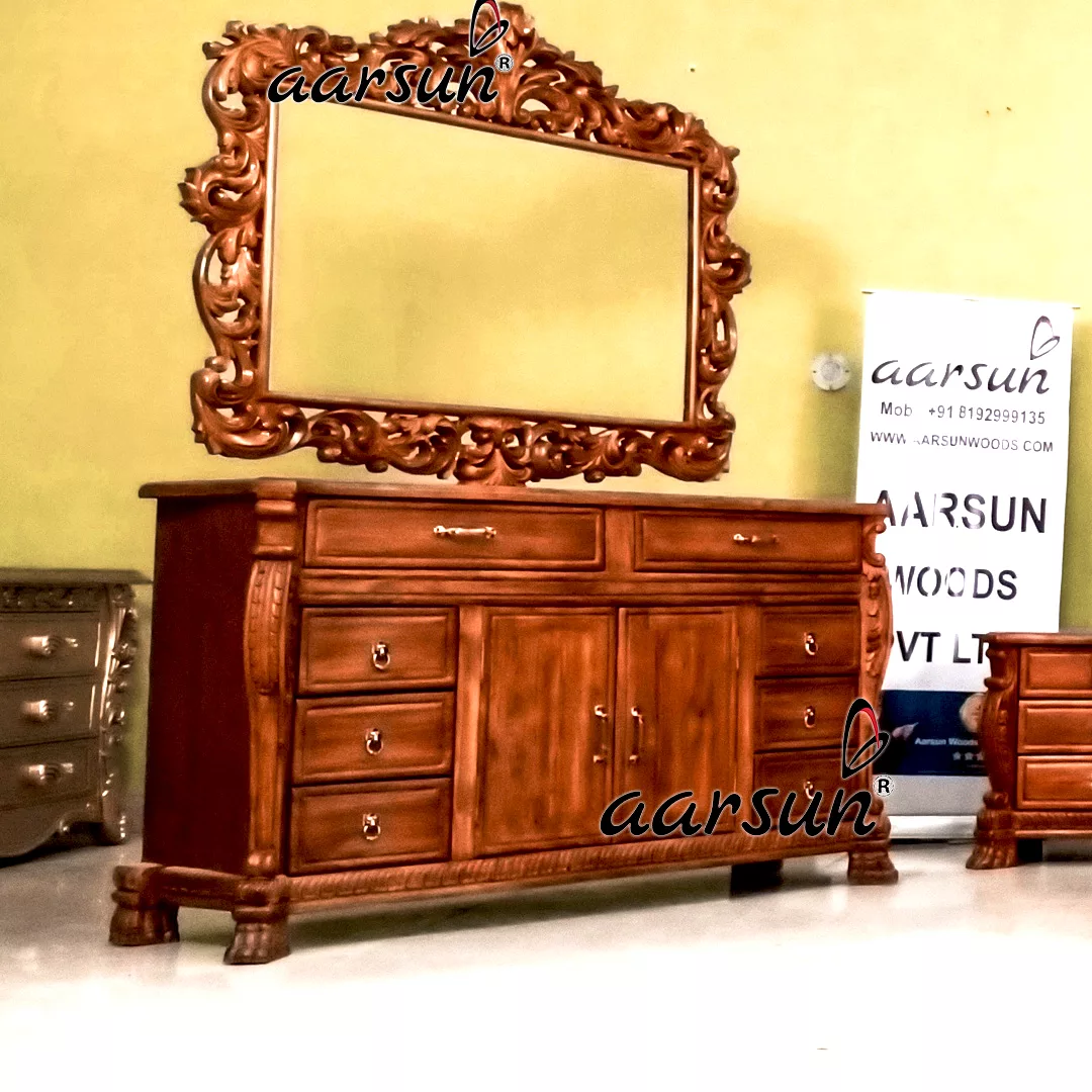 Classy Teak Wood Dressing Table with Storage view 3