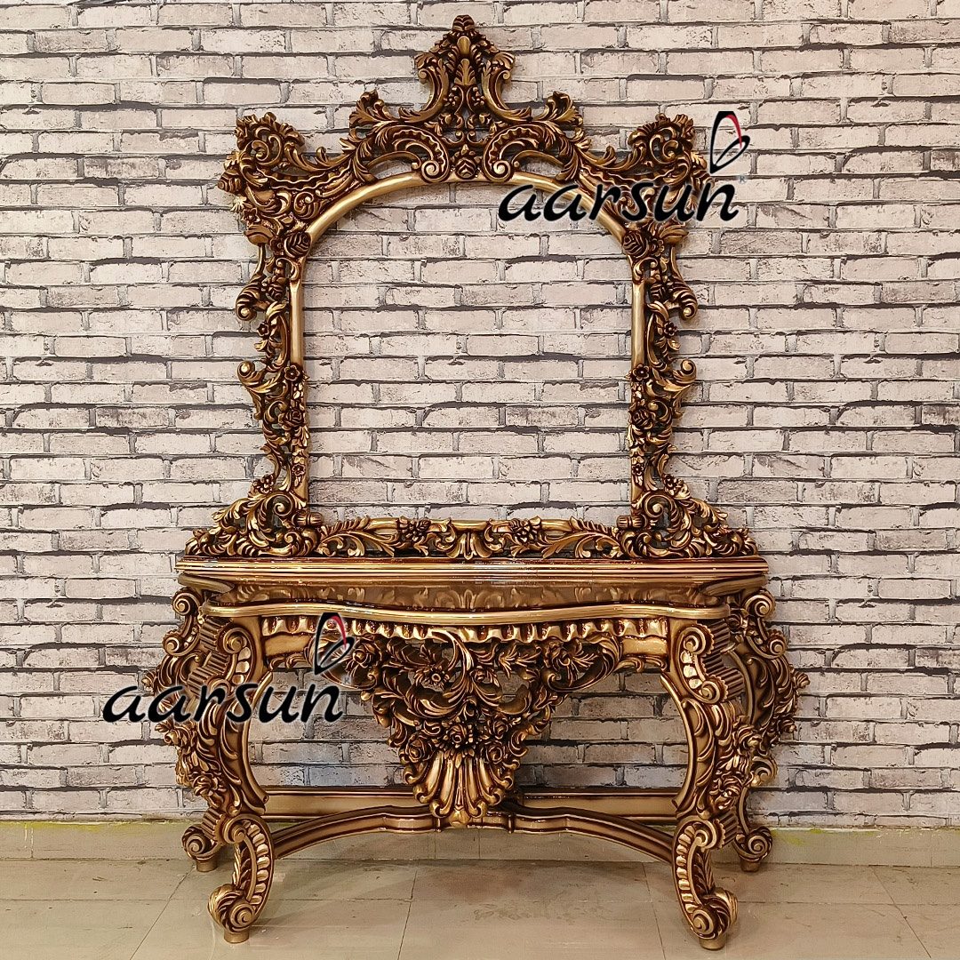 Full Handcrafted Mirror Console Table view 3