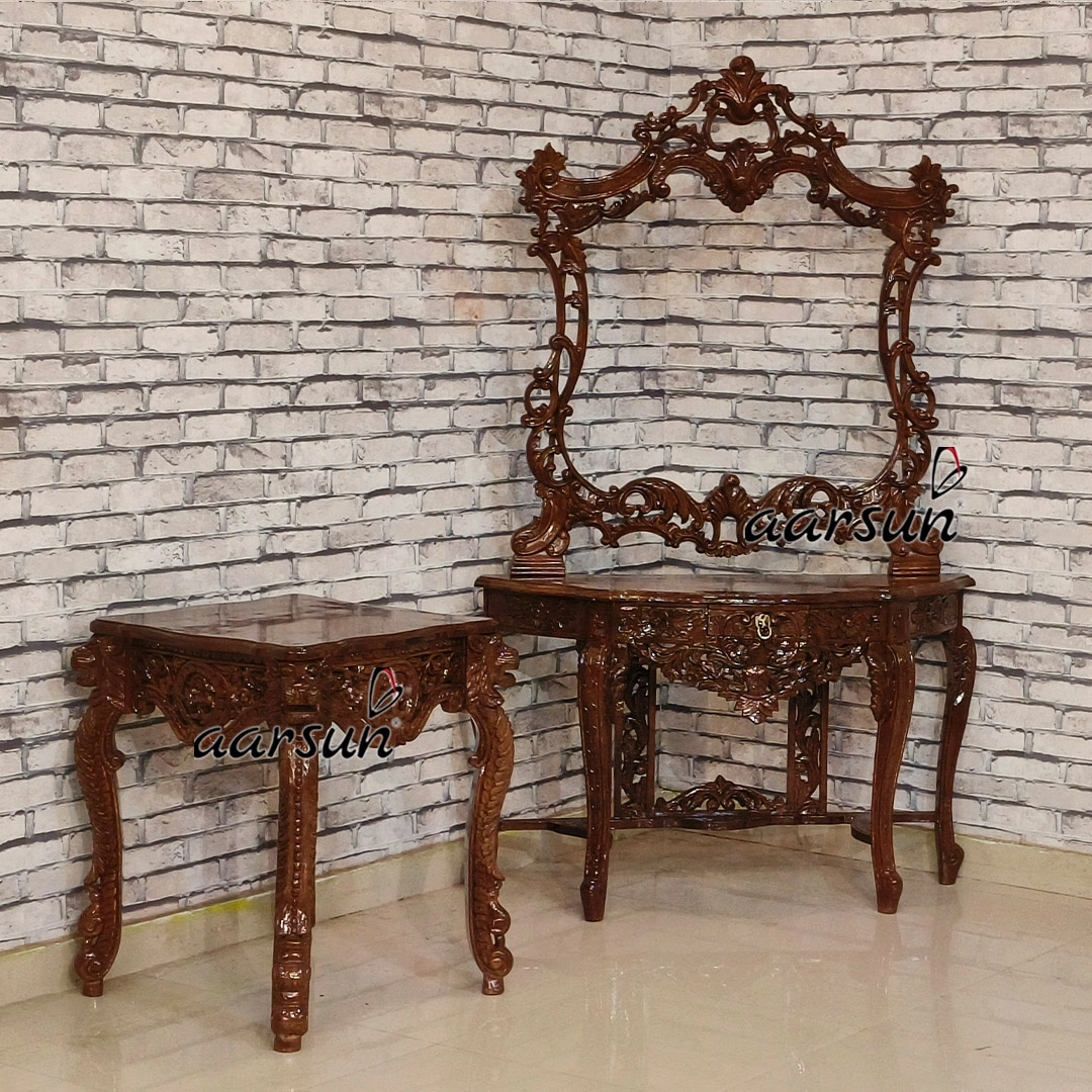 Full Handcrafted Mirror Console With Designer Table view 5