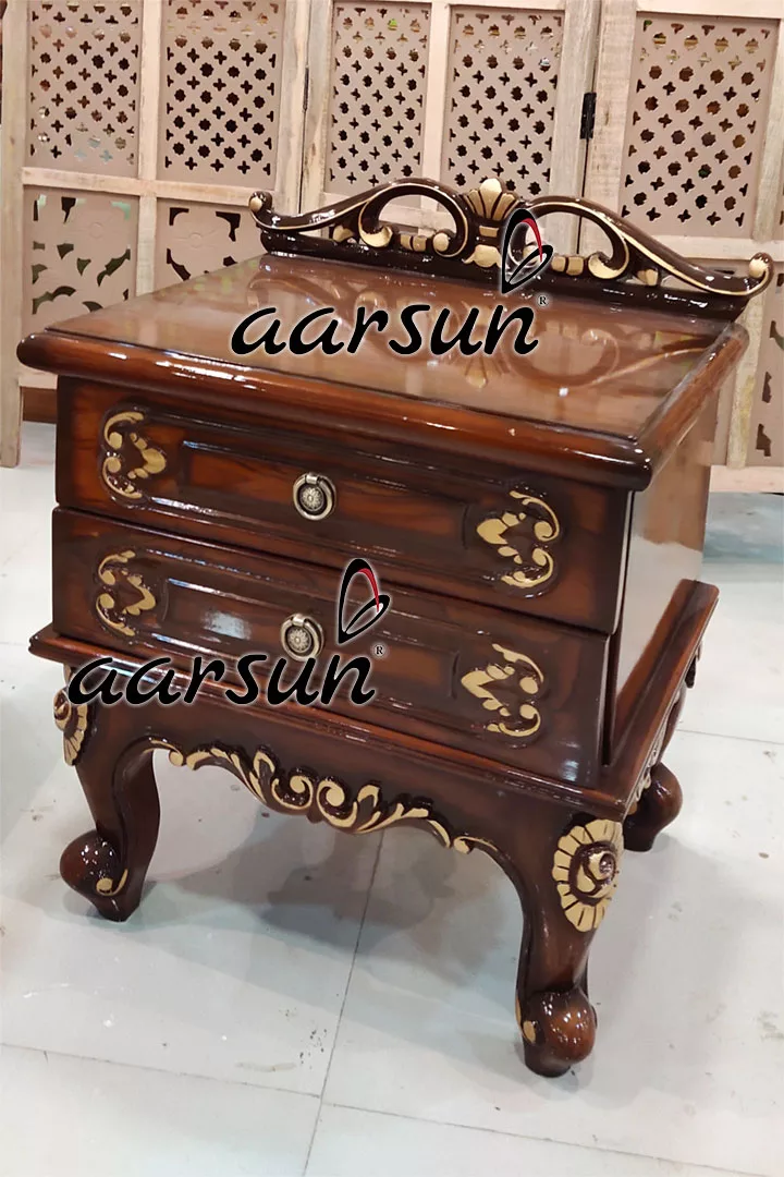 Handcrafted Wooden Storage Side Table view 3