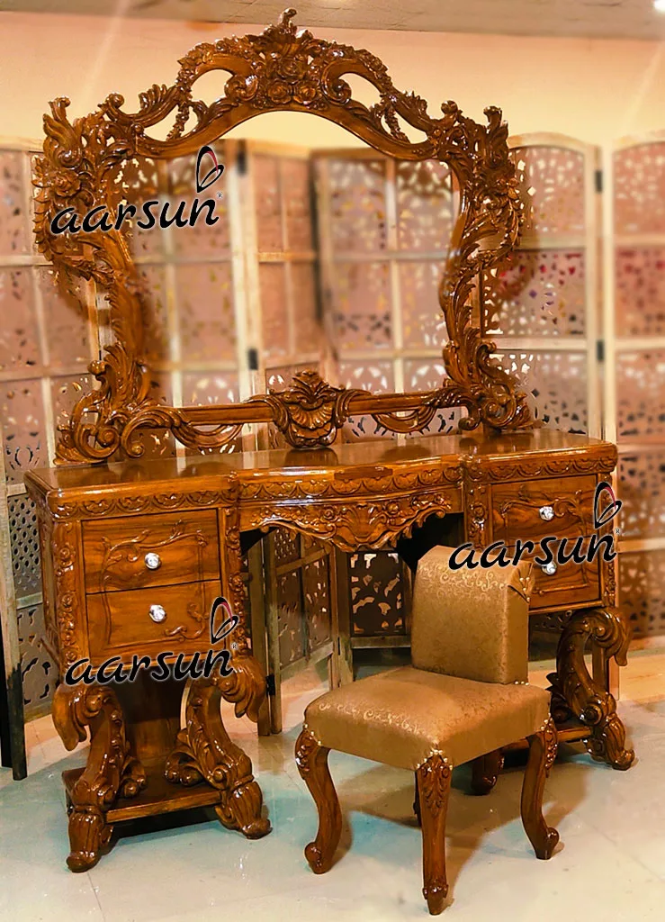 Honey Finish Dresser in Teak Wood view 3