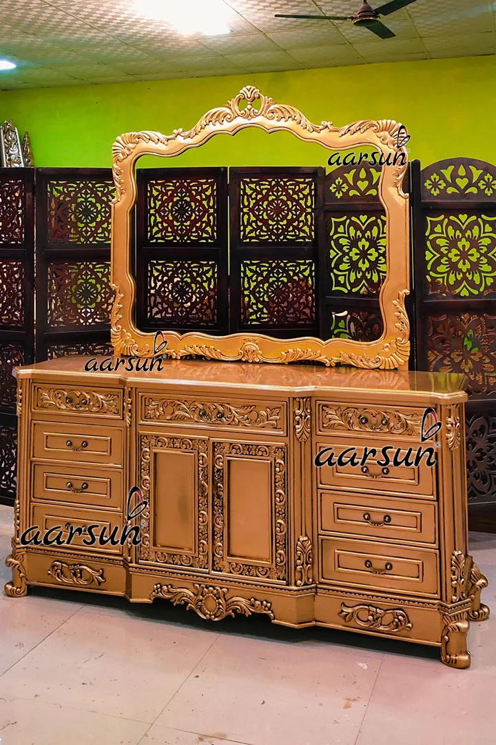 क्लासिक समकालीन प्राचीन गोल्ड ड्रेसर view 4