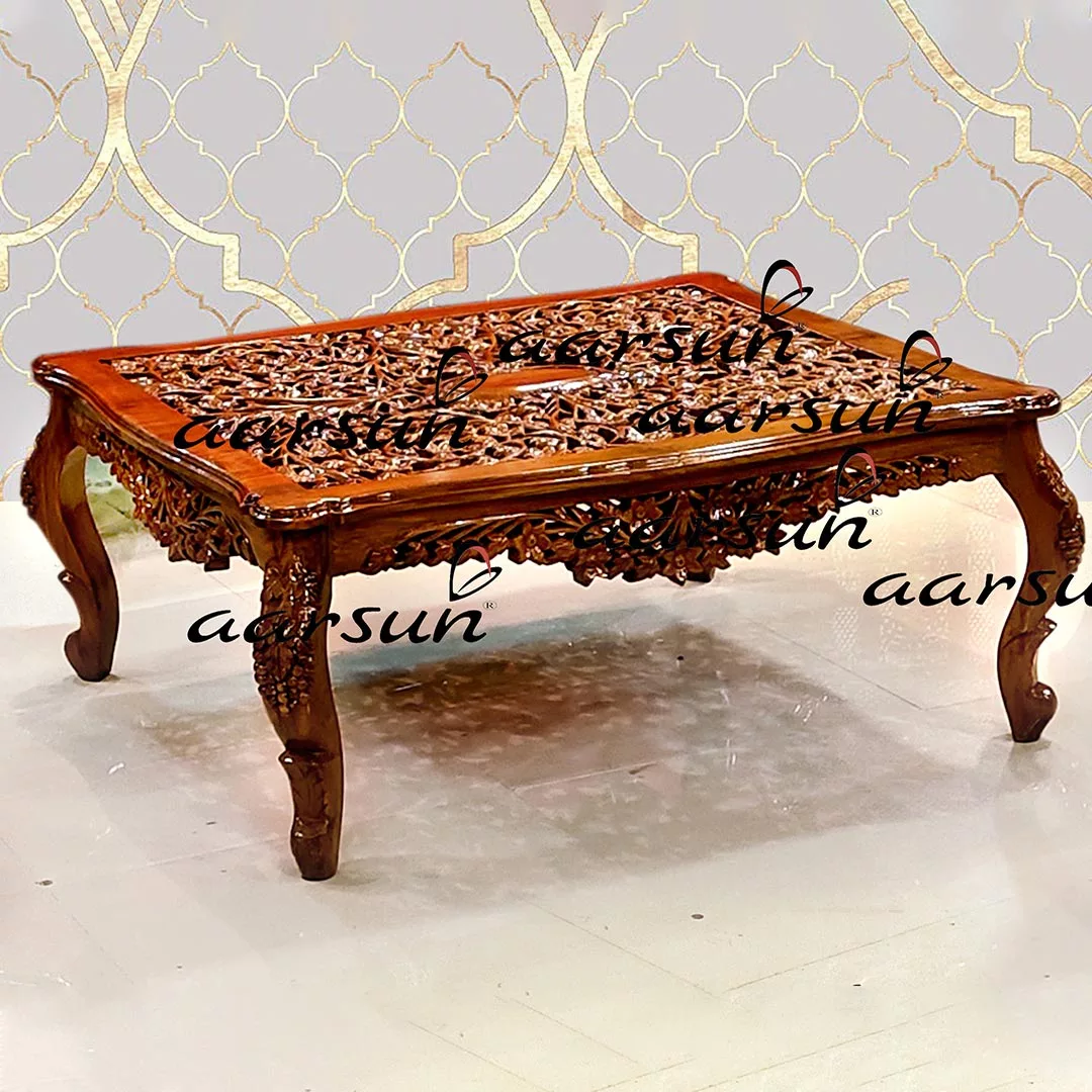 नक्काशीदार सेंटर टेबल/कॉफी टेबल