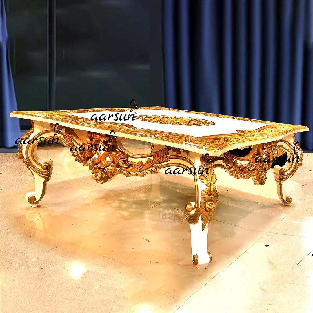 Beautiful Carved Center Table in Teak Wood view 3