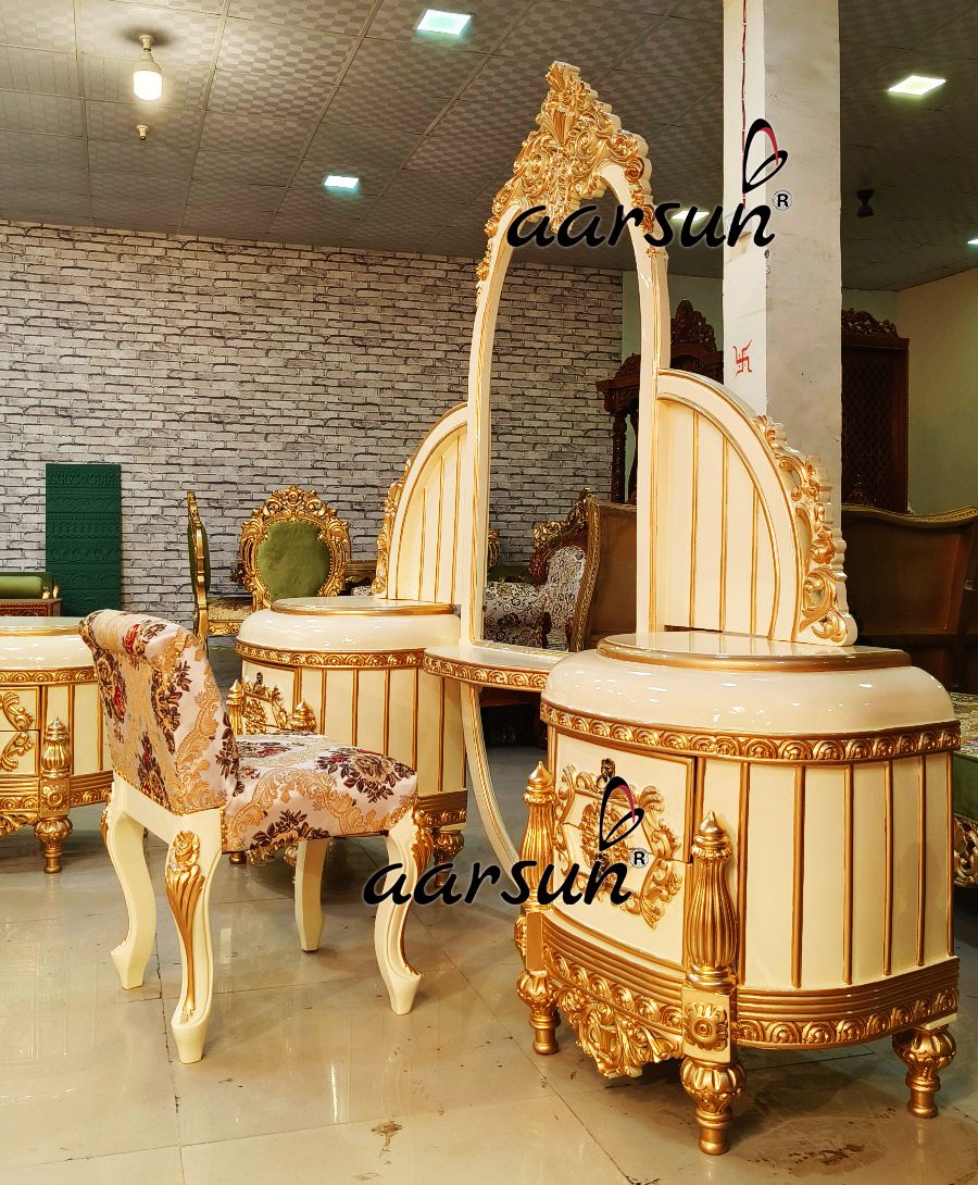 Beautiful Wooden Dresser with Gold Highlighting view 3