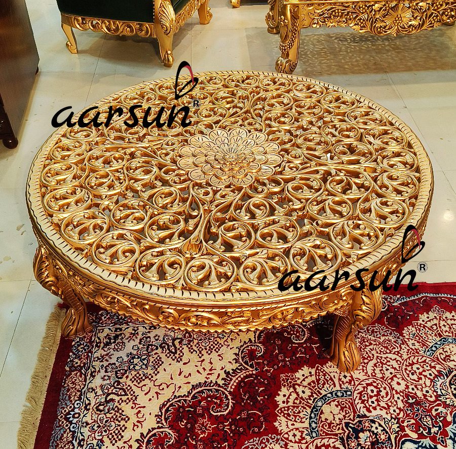 Carved Circular Coffee Table view 3