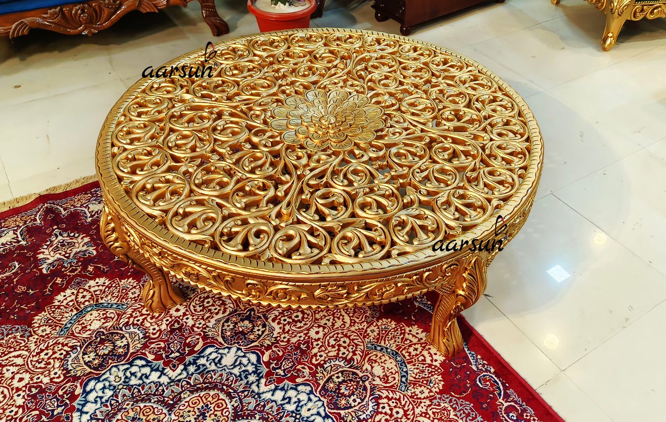Carved Circular Coffee Table view 4