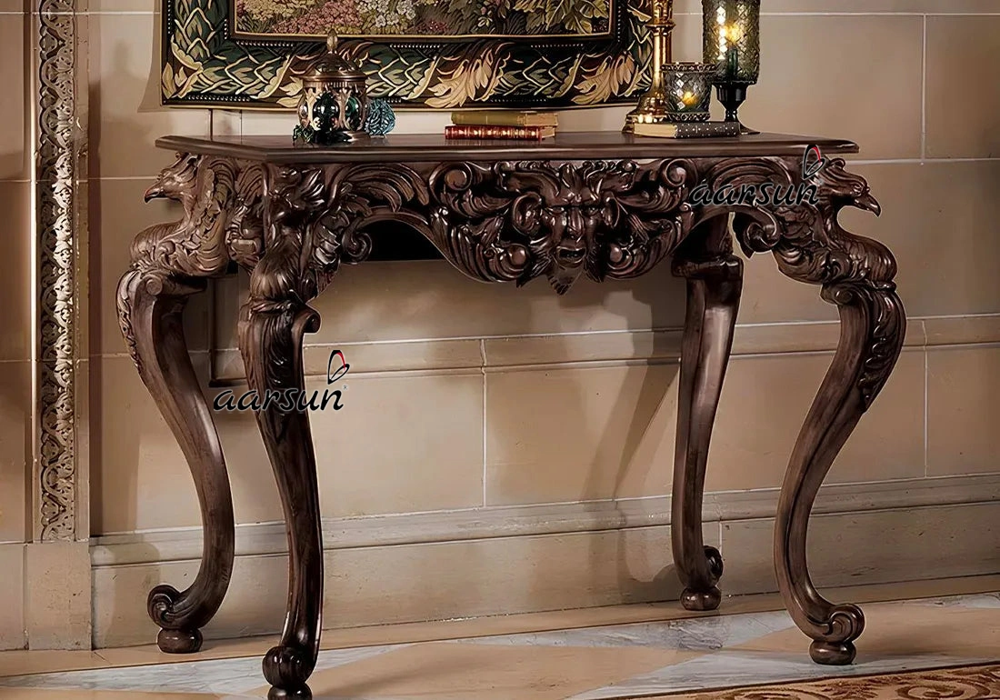 Carved Wooden Console Table