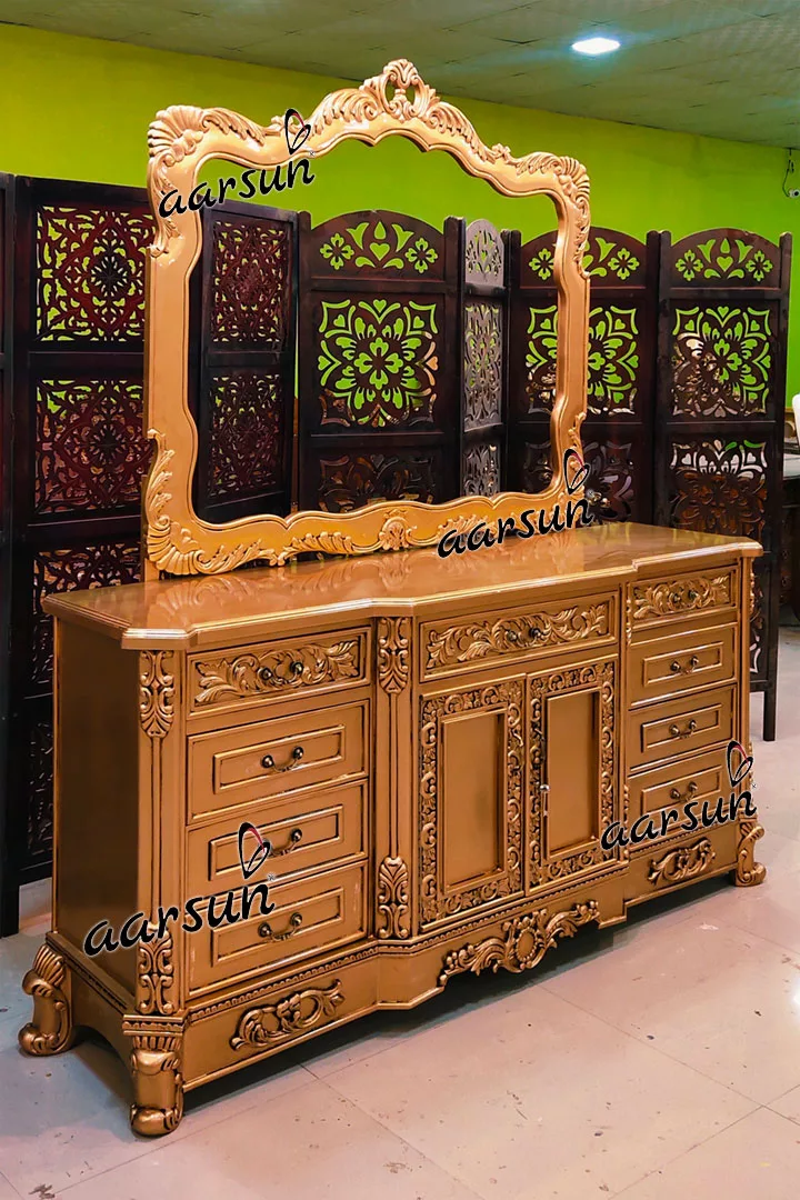 Classic Contemporary Antique Gold Dresser view 3