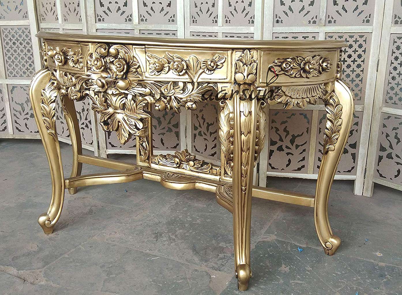 Console Table Design in Teak Wood view 5
