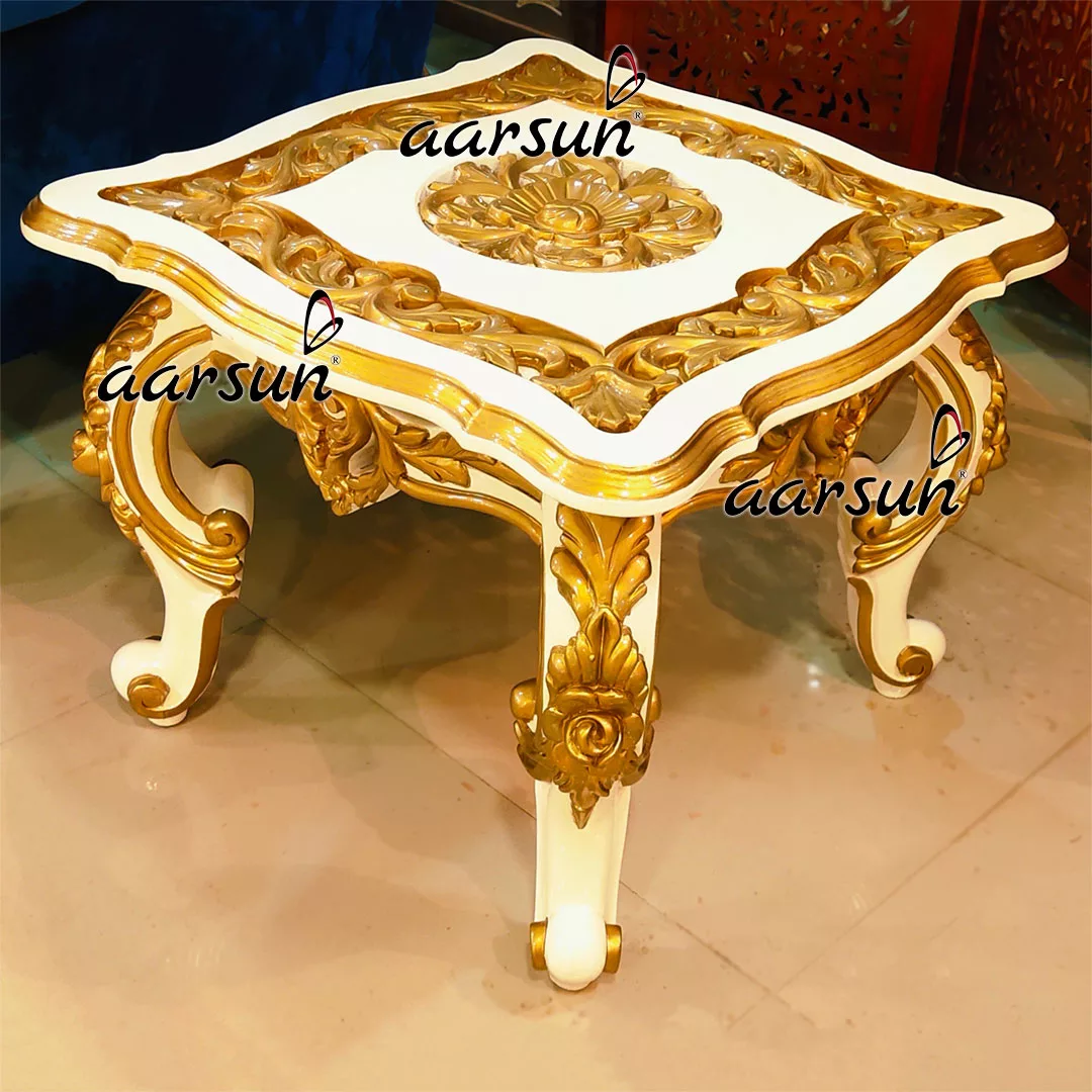 Exquisite Side Table In White & Gold