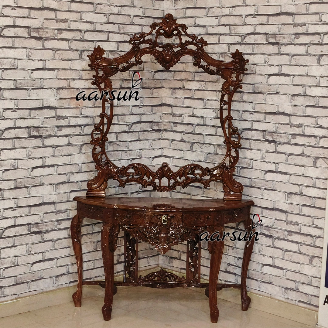 Full Handcrafted Mirror Console With Designer Table view 6