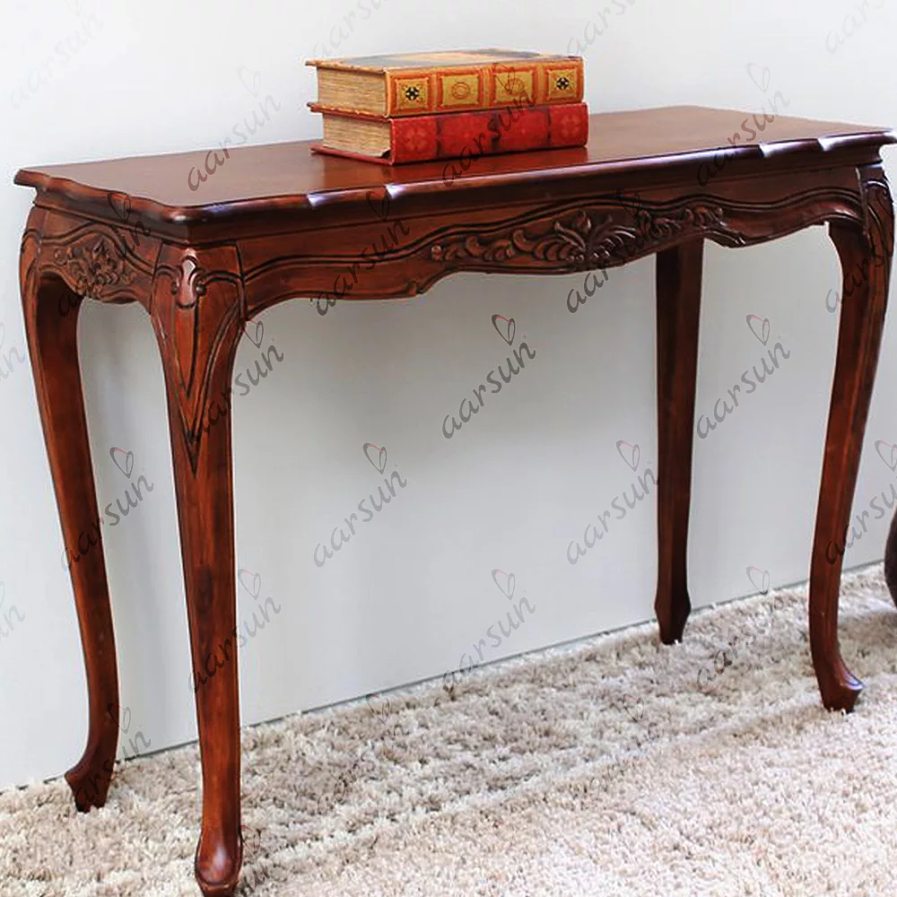 Hand-carved Wood Console In Teak