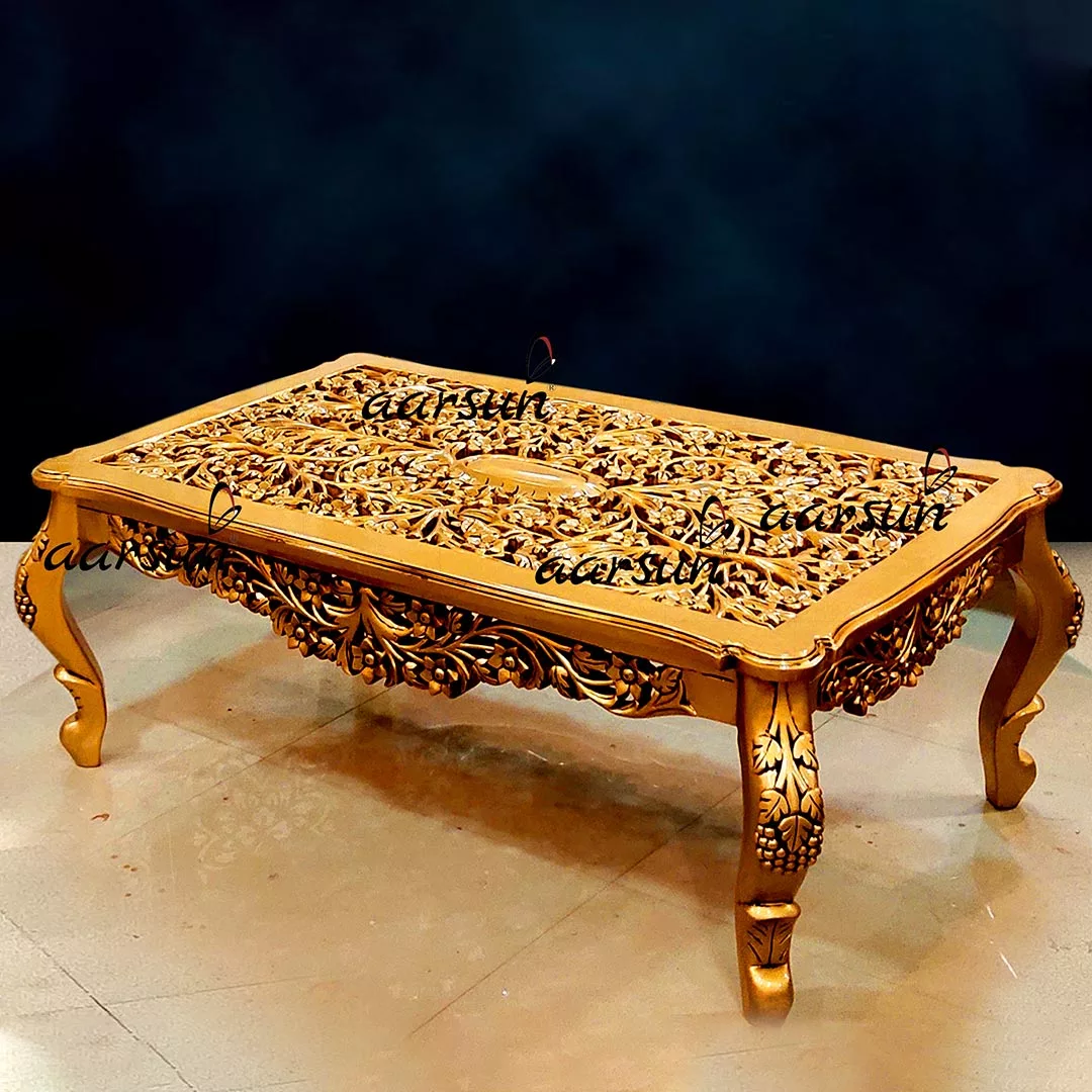 Handmade Coffee Table in Gold Finish view 3