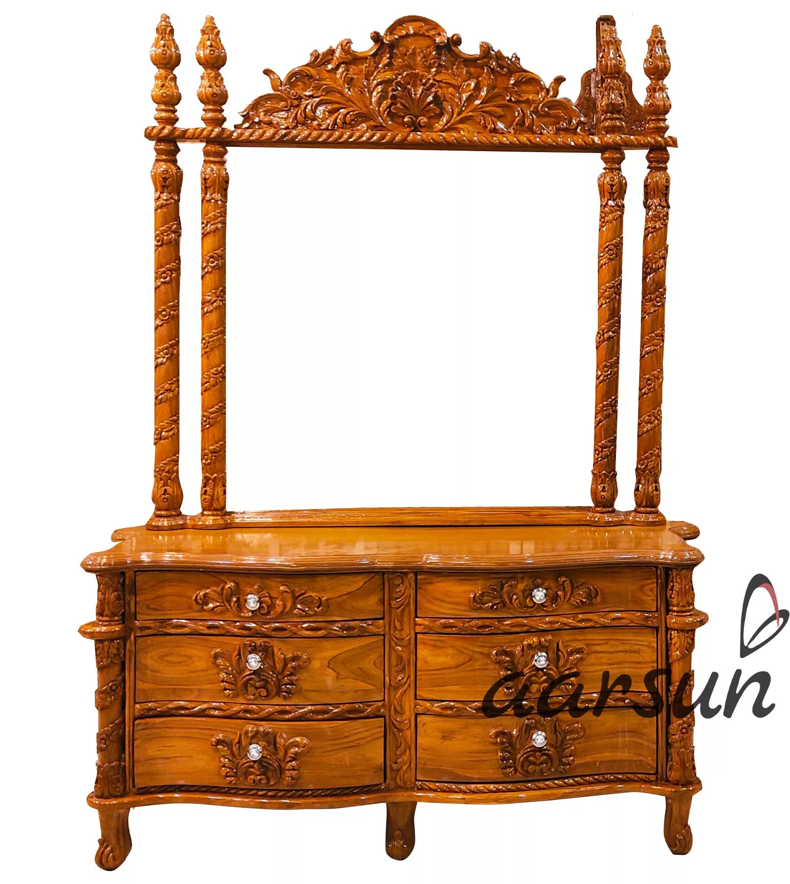 Honey Finish Wooden Dresser view 4