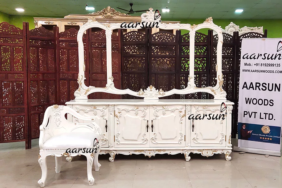 Italian Style Luxurious Dresser with Mirror Frame view 5