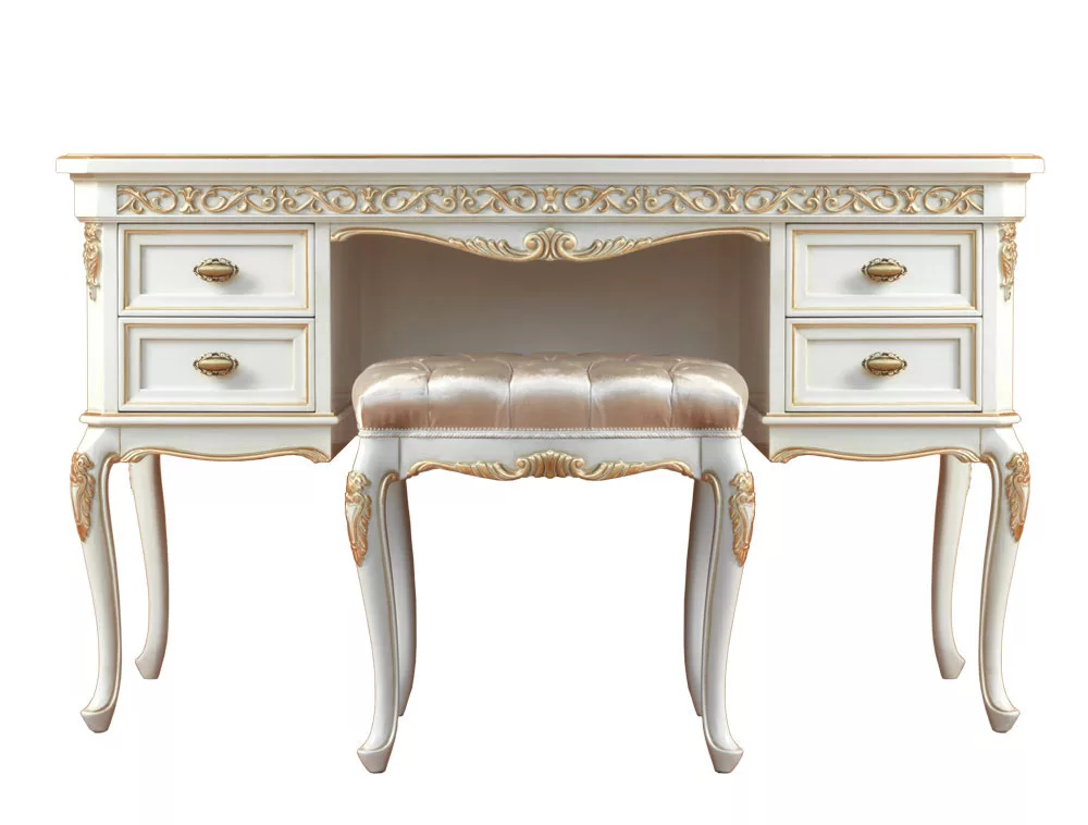 Luxury White Finish Dresser Table view 3