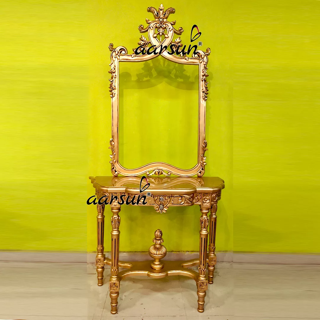 Royal Gold Console With Mirror Frame
