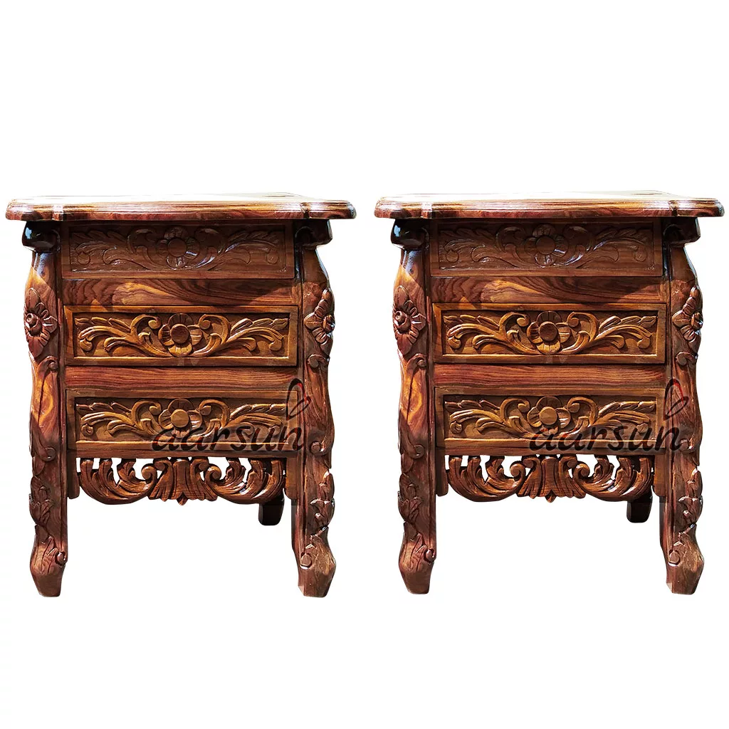 Wooden End Table In Sheesham Wood Pack Of 2