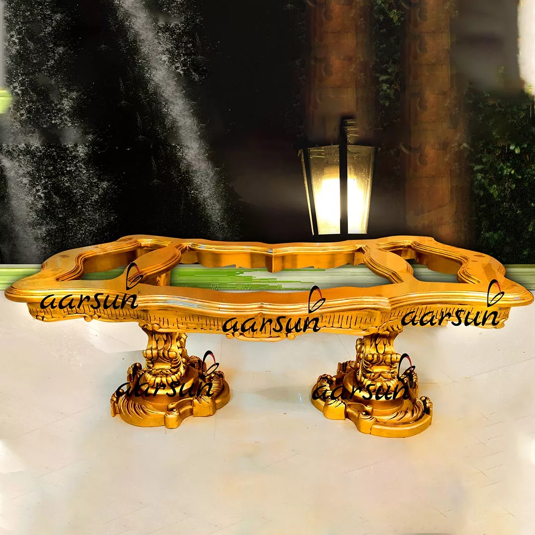 Wooden Gold Finish Center Table