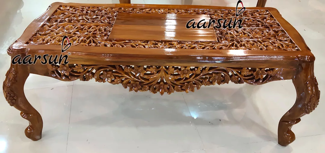 Wooden Handcrafted Coffee Table view 3